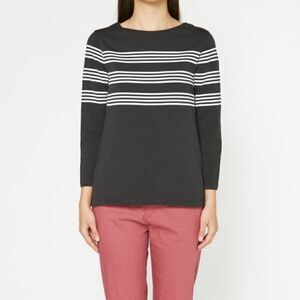 A.P.C Black Long Sleeve Shirt with White Horizontal Stripes Top in Size Medium